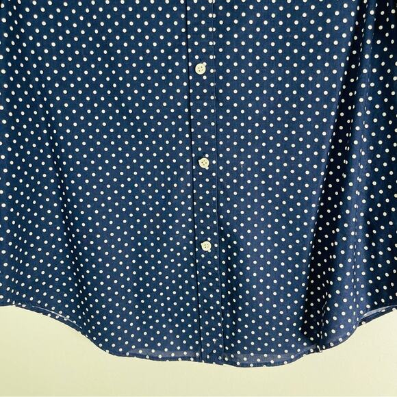 Ralph Lauren blue white polka dot preppy coastal button front top small - Picture 3 of 5